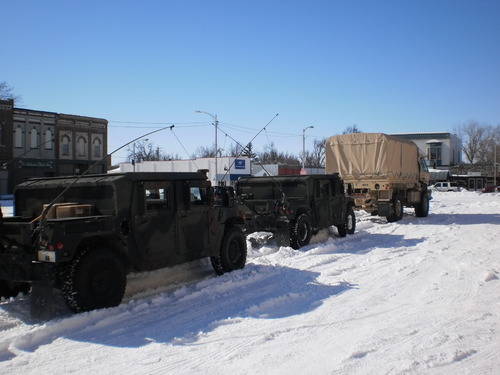 Guard vehicles prepared to assist residents
