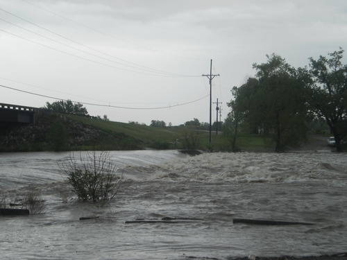 Flood going under an overpass