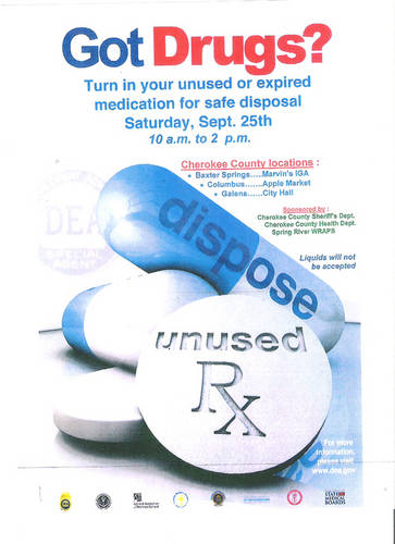Got Drugs? Turn in your unused or expired medication for safe disposal flyer